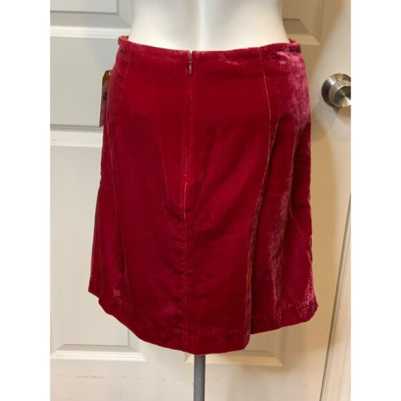 by Anthropologie Raspberry Pink Velvet Gathered A-Line Skirt, Size 4P, NWT! - Picture 6 of 7
